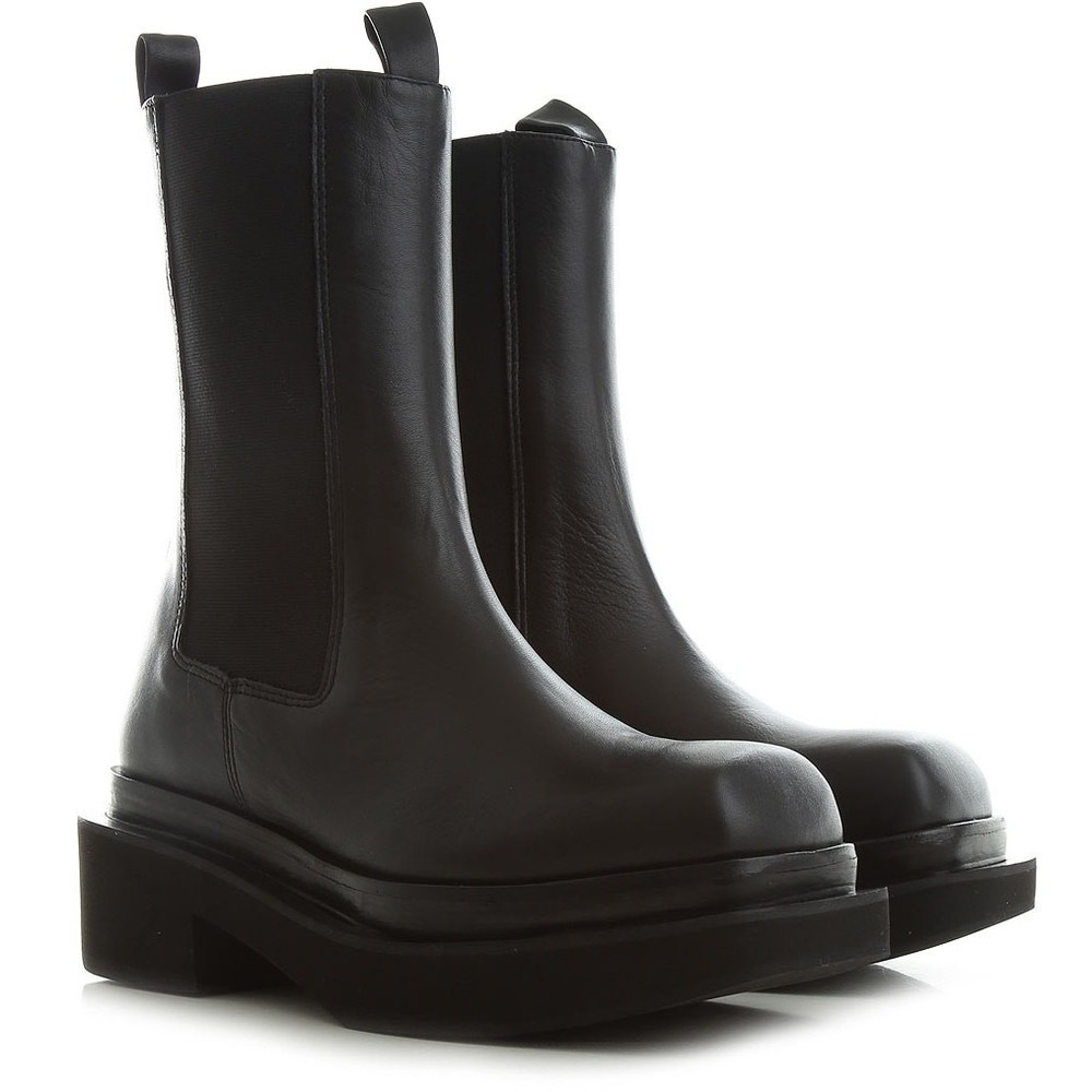 Paloma Barcelo Chunky‎ Leather Chelsea Boots 39 Black Lug-Sole Spain